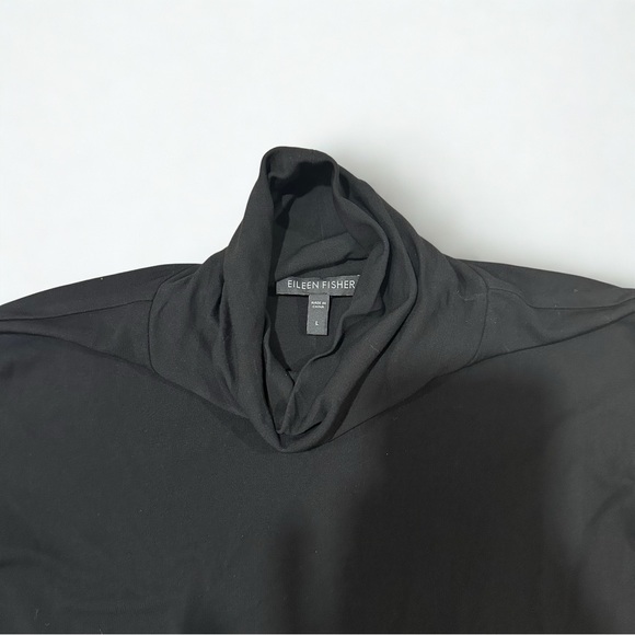 Eileen Fisher Black Turtleneck Long Sleeve Size L 100% Silk Mélange Turtleneck - Picture 6 of 10